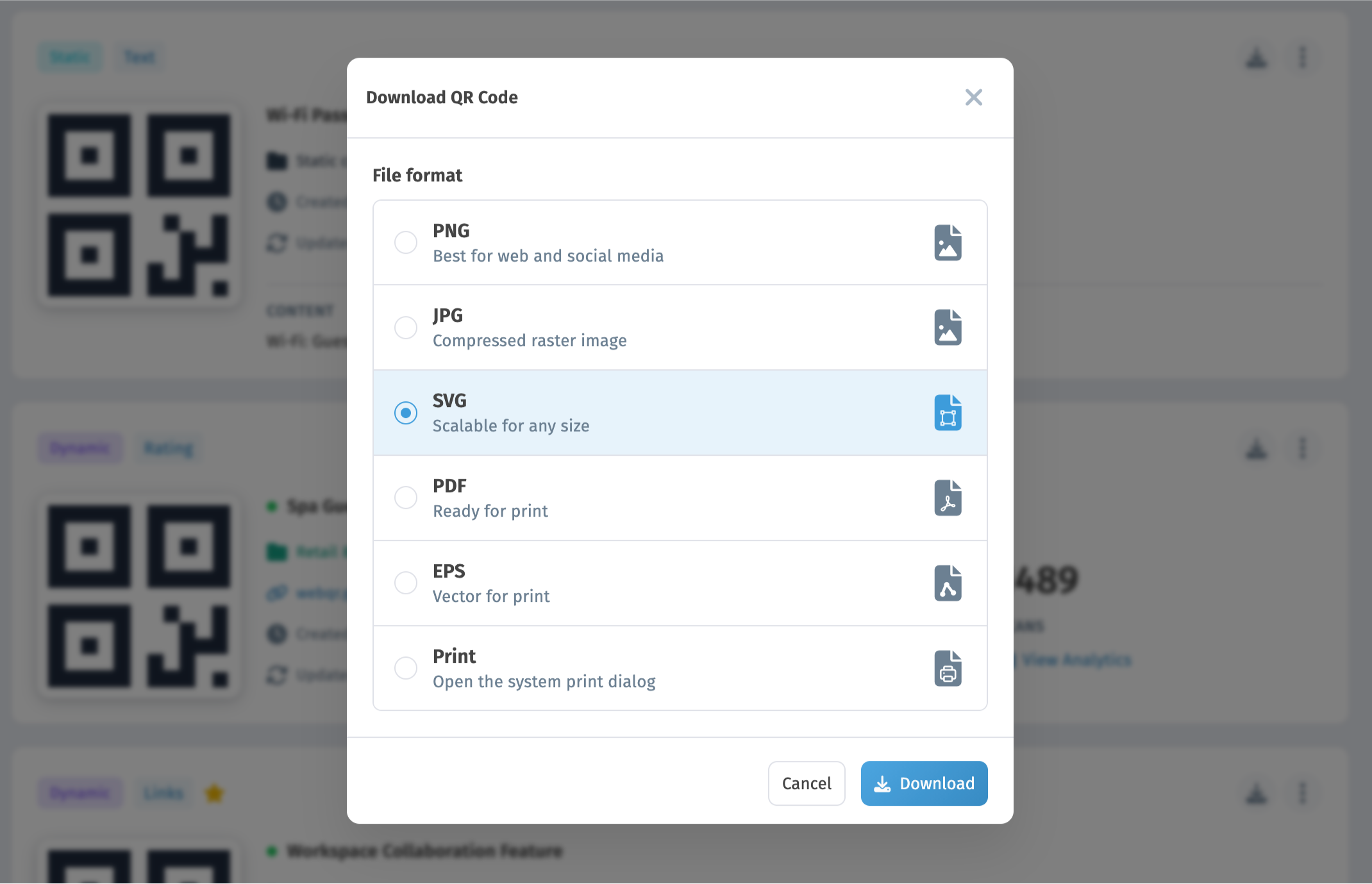 How to download QR menus in WebQRMenu